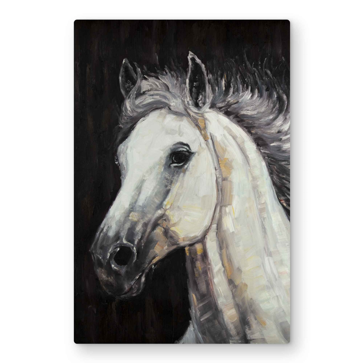 C1MP2030B3VHQX 20 x 30 in. White Star Horse Metal Print Wall Art - Farm Animals Home Decor