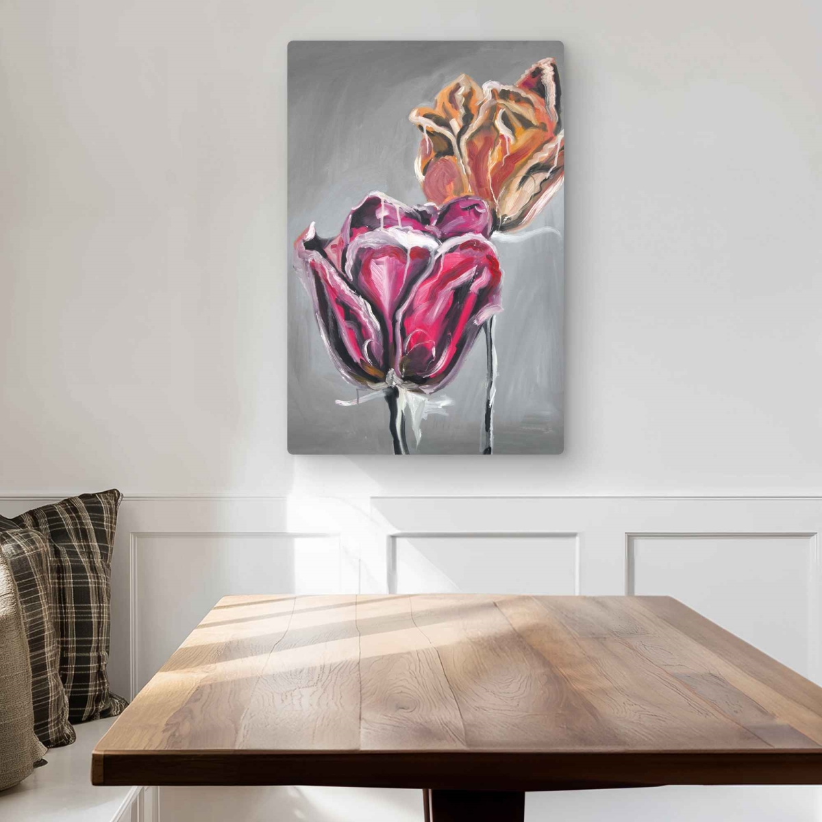 C1MP2030HIDQT9 20 x 30 in. Abstract Tulips - Kitchen Orange Metal Print Wall Art for Home Decor