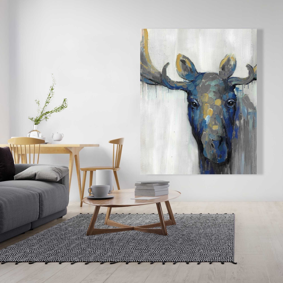 C1RC4860BE2ED2 48 x 60 in. Blue Moose - Deer Man Cave Canvas for Home Decor Wall Art