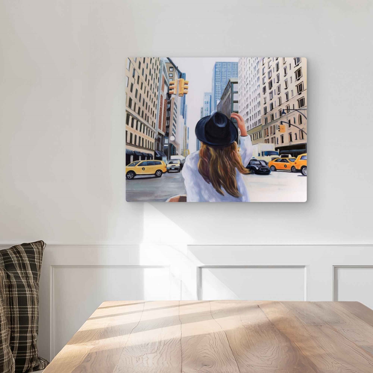 C1MP16203QJIAC Woman Traveling To York City Wall Art - Figurative Car Metal Print - 16 x 20 in.