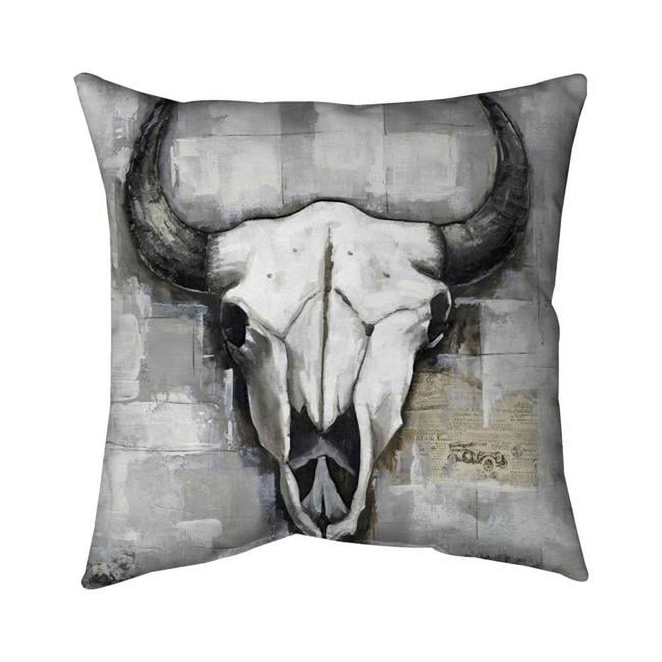 20 x 20 in. Industrial Style Bull Skull-Double Sided Print Indoor Pillow