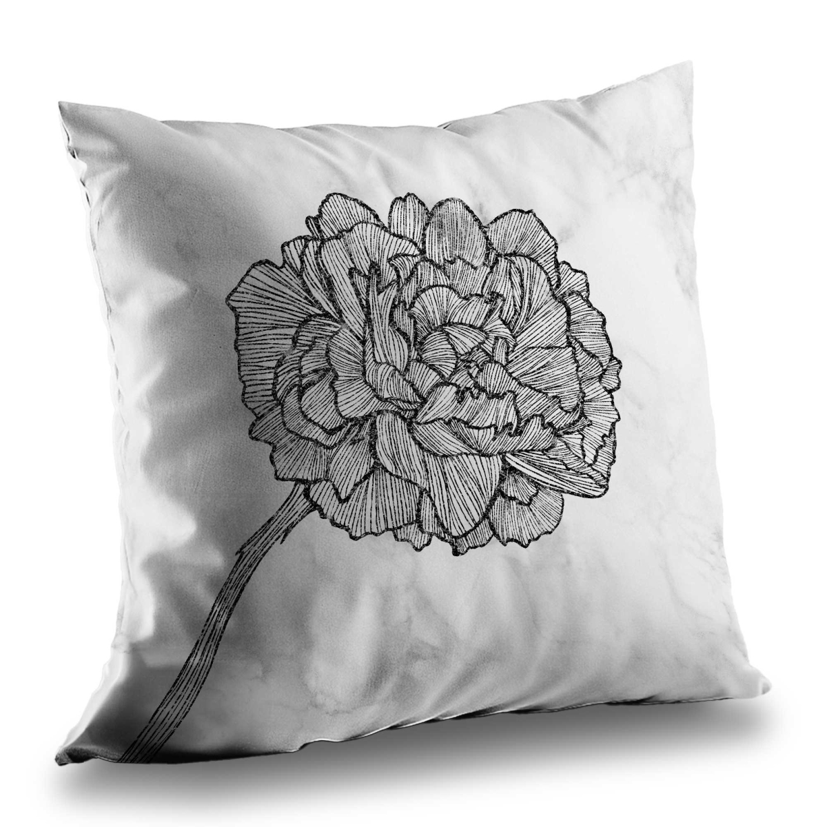C1PC1414B9LU0M 14 x 14 in. Bright Peony Monochrome Flowers Poly Twill Throw - Decor