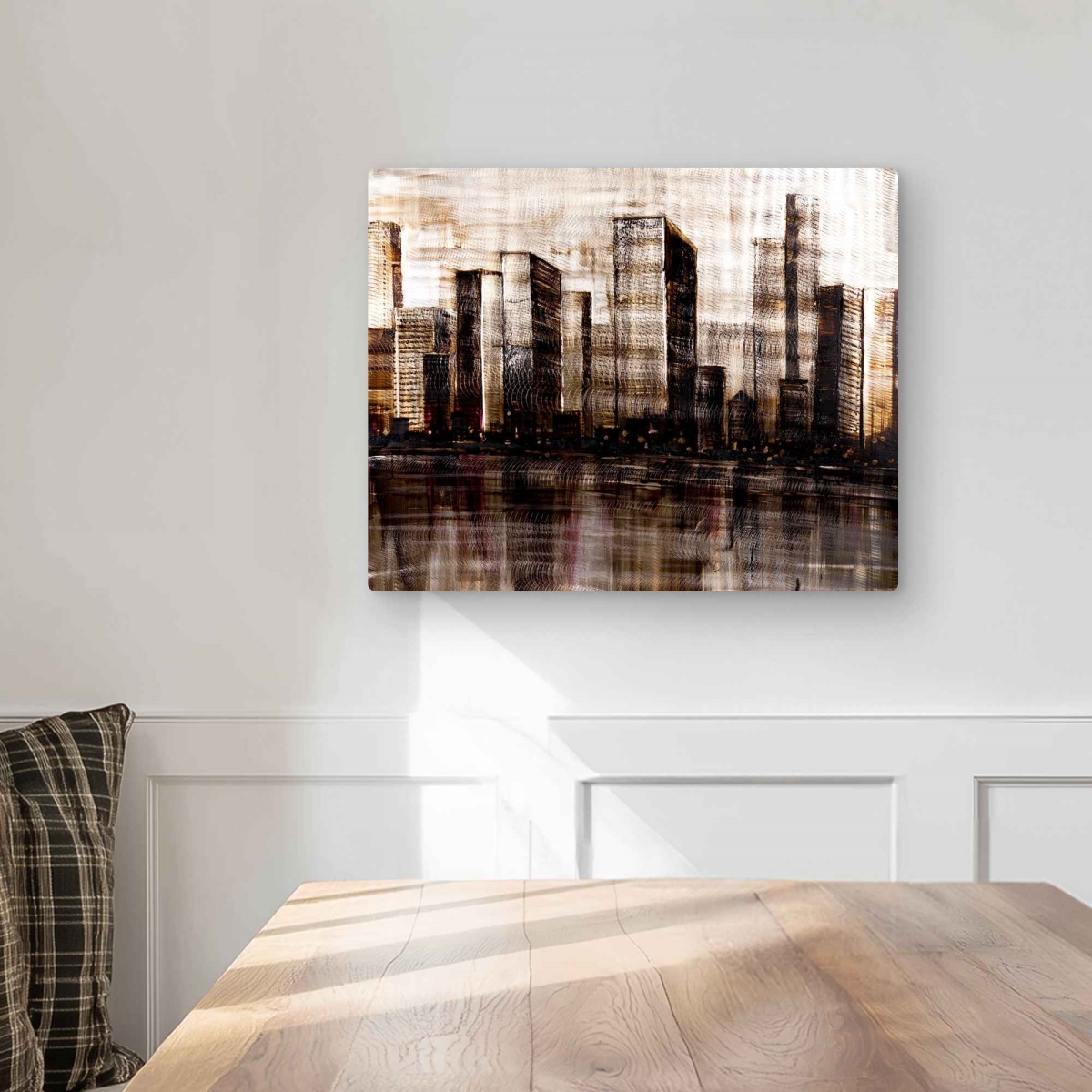 C1MP16205Z66AI 16 x 20 in. Sketch of the City - Brown Metal Print Wall Art for Home Decor
