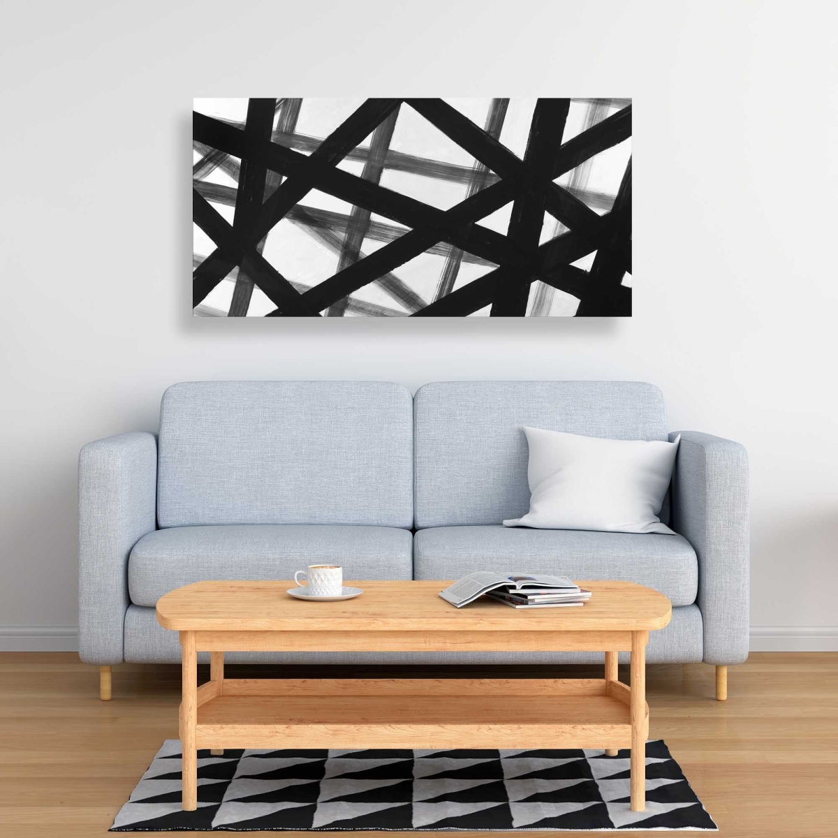C1RC2448DZ0APG 24 x 48 in. Abstract Bold Lines - White Abstract Canvas for Home Decor