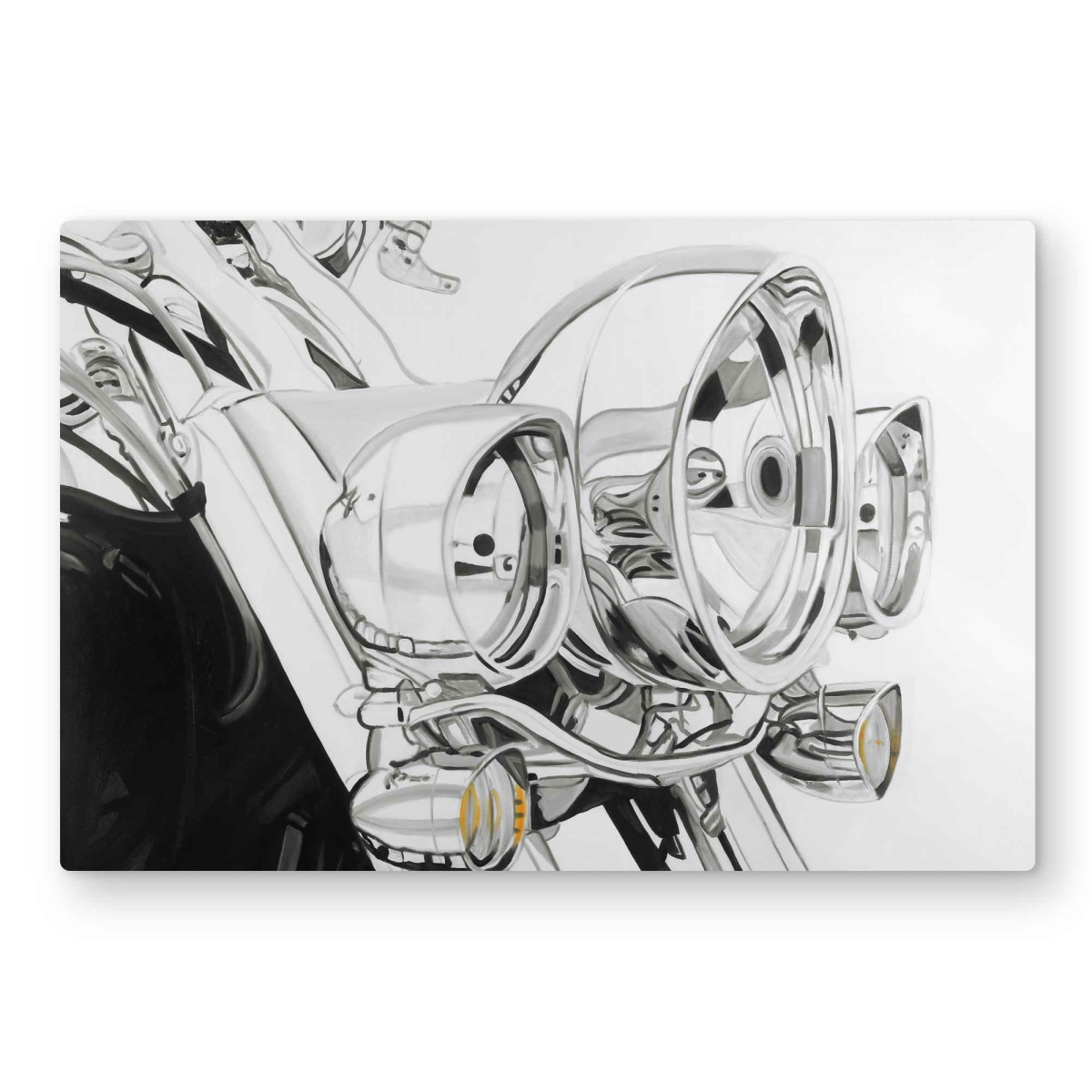 C1MP203069QLSB 20 x 30 in. Motorcycle Light - White Transportation Metal Print Wall Art for