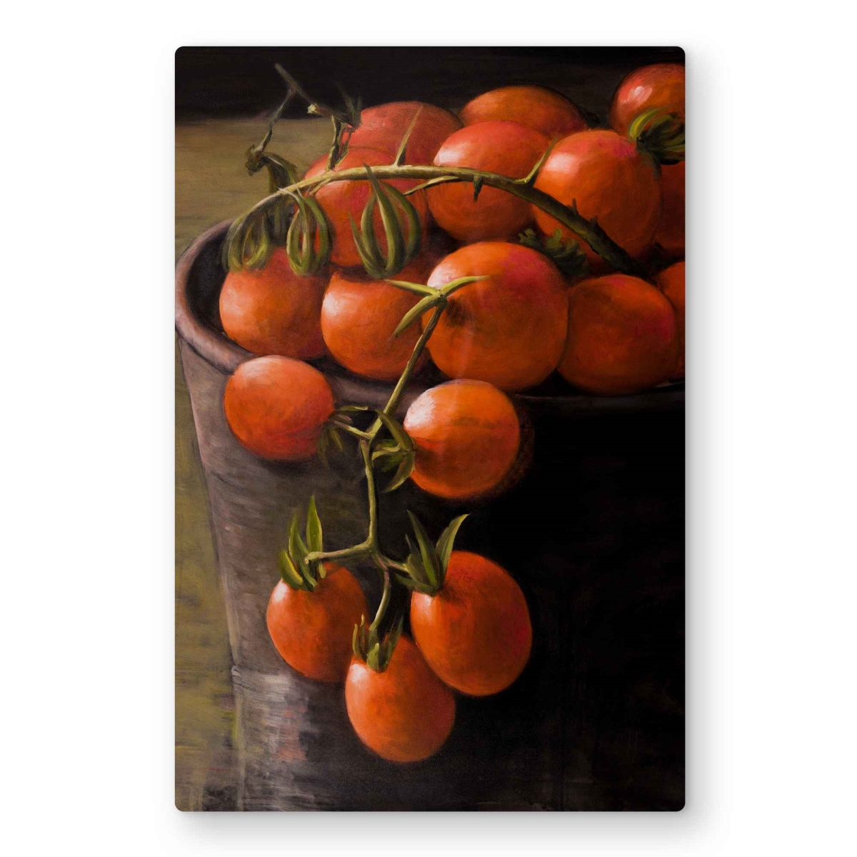 C1MP2436U3XZYY 24 x 36 in. Bucket of Cherry Tomatoes Wall Art - Contemporary Still Life Metal Print