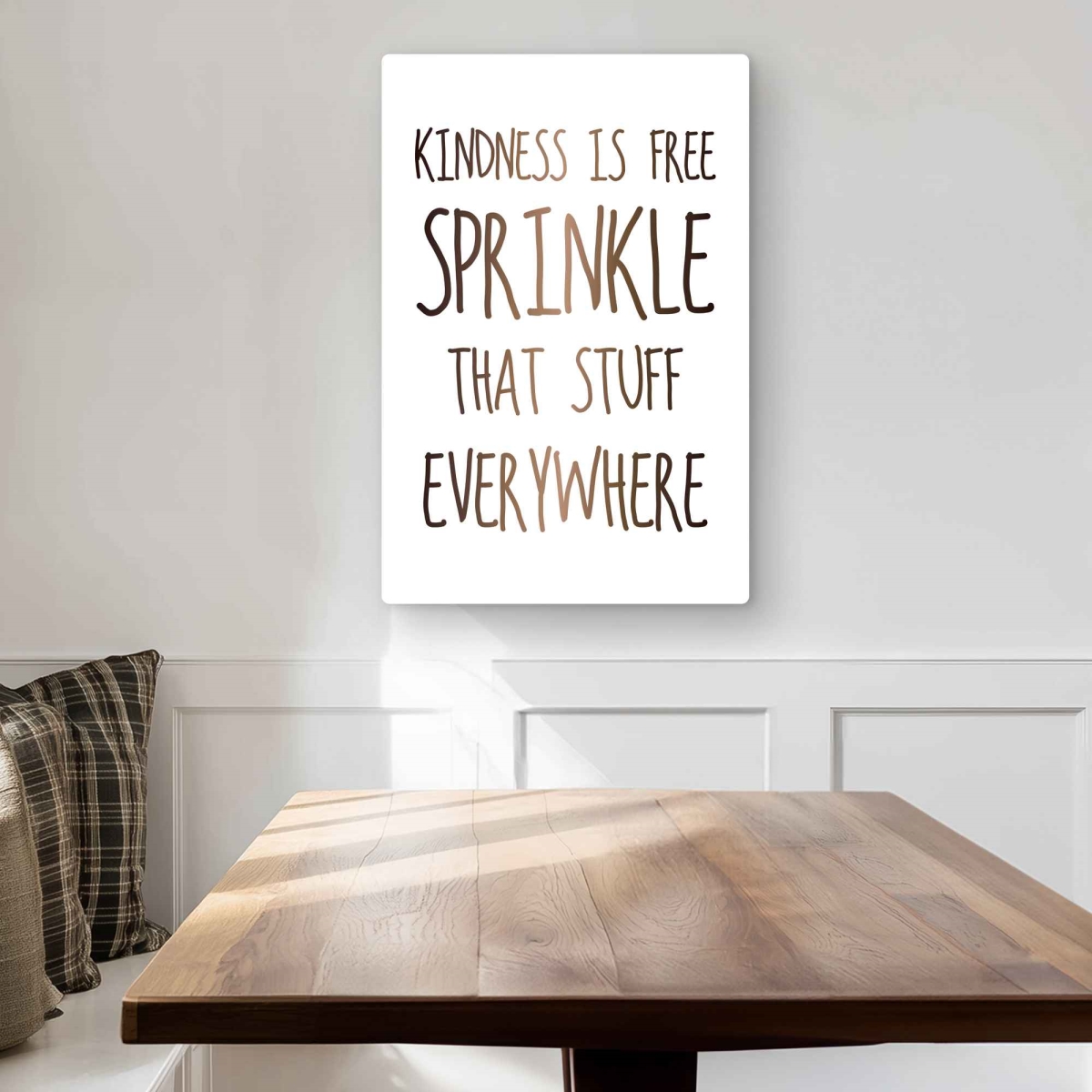 C1MP20306PUSQI 20 x 30 in. Kindness Is Free Sprinkle That Stuff Everywhere Wall Art - Brown Metal Print