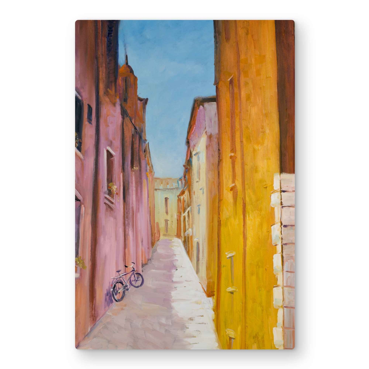 C1MP2030797I09 20 x 30 in. Colorful Houses In Collioure Wall Art - Pink Metal Print