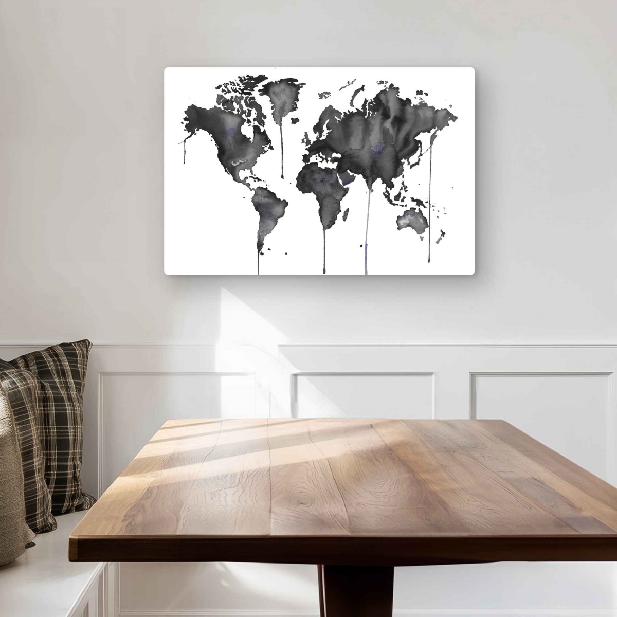 C1MP20307NKE5W 20 x 30 in. Watercolor World Map Wall Art - Satellite View Blue Metal Print Decor