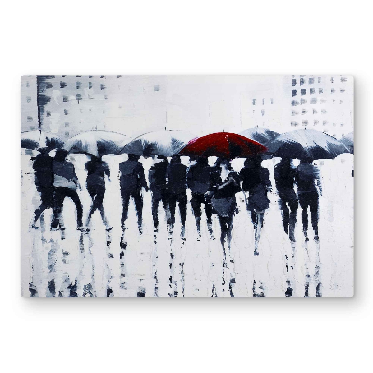 C1MP20308C5C40 20 x 30 in. Silhouettes Walking in the Rain - Metal Print Wall Art for Home Decor