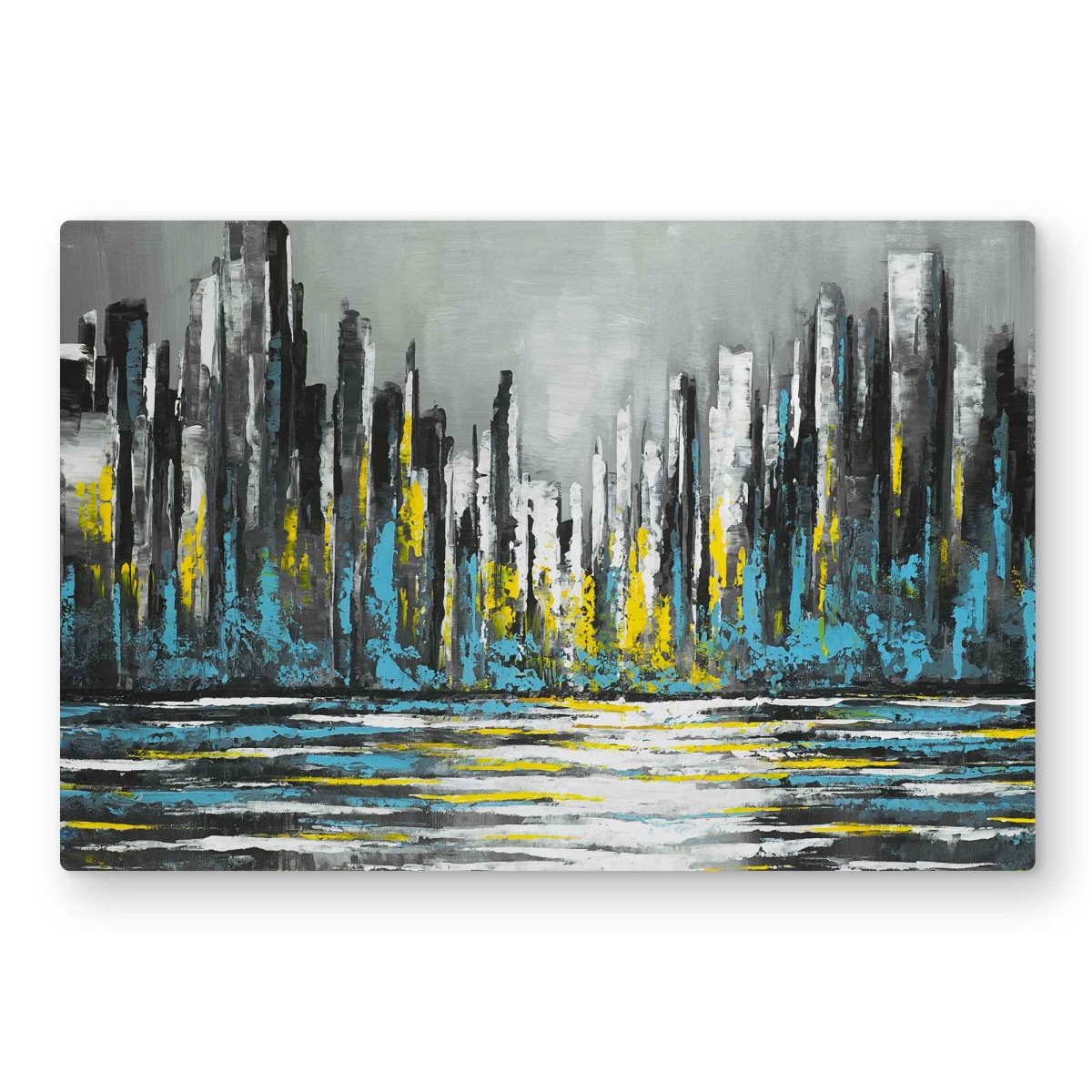 C1MP20308ED37Y 20 x 30 in. Abstract Blue Skyline - Cities Building Metal Print Wall Art for