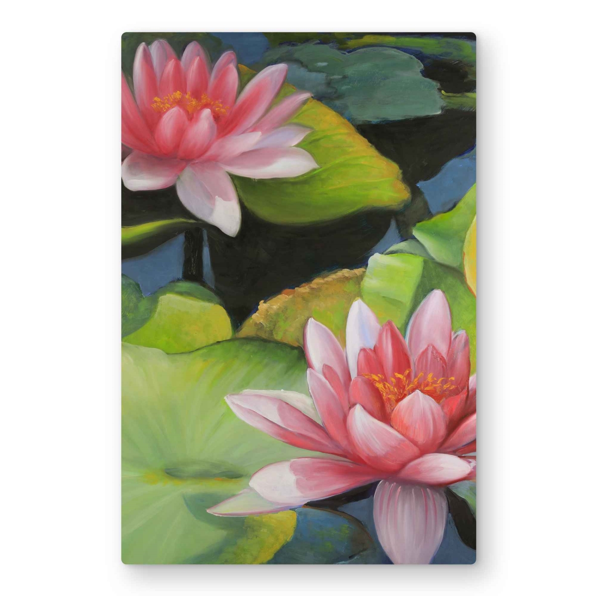 C1MP20308HR2QZ 20 x 30 in. Water Lilies & Lotus Flowers Metal Print Wall Art - Home Decor