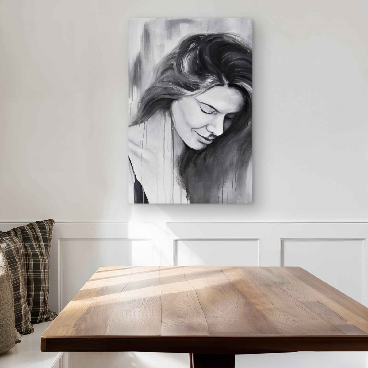 C1MP2030F8CLWW 20 x 30 in. Smiling Woman Portrait - Black & White Metal Print Wall Art - Decor