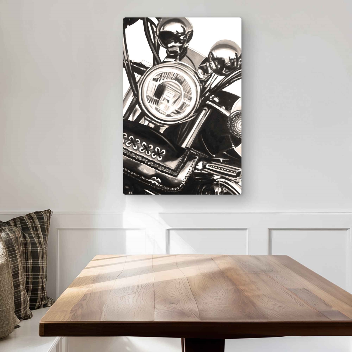 C1MP2030FQOMAZ 20 x 30 in. Realistic Sepia Motorcycle Wall Art - Beige Metal Print
