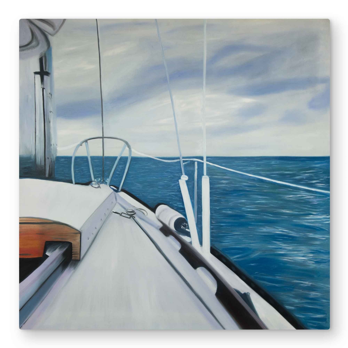 C1MP3232DGDCBE 32 x 32 in. Sail on the Water Wall Art - Coastal Hyperrealist Metal Print Decor