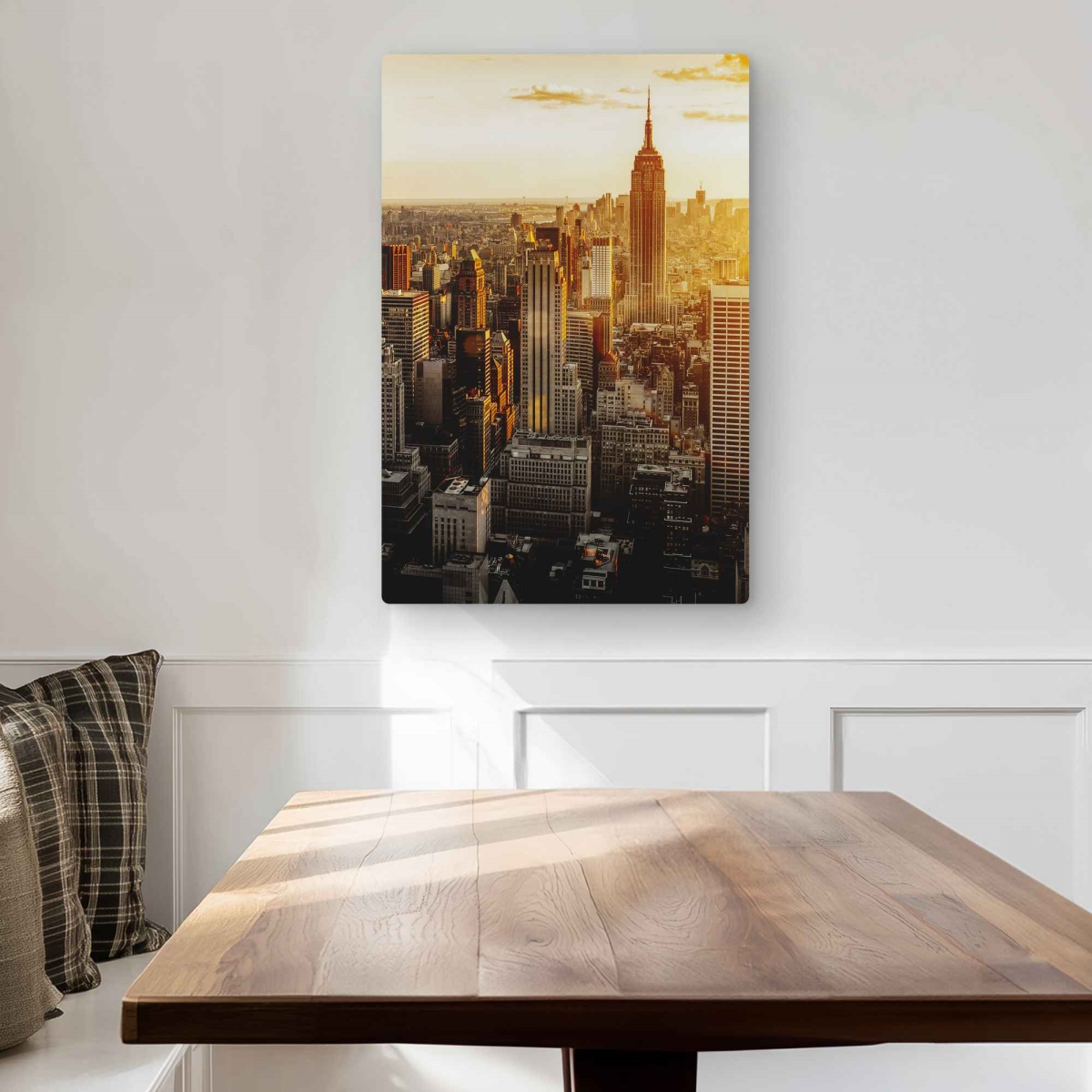 C1MP2030H4C5AF 20 x 30 in. York City At Sunset - Hyperrealist Metal Print Wall Art - Decor