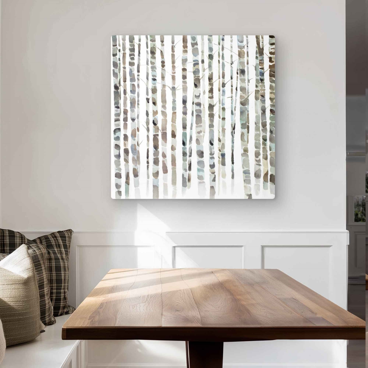 C1MP3232FGZDN5 32 x 32 in. Watercolor Birch Tree Forest Wall Art - White Trees Metal Print Decor