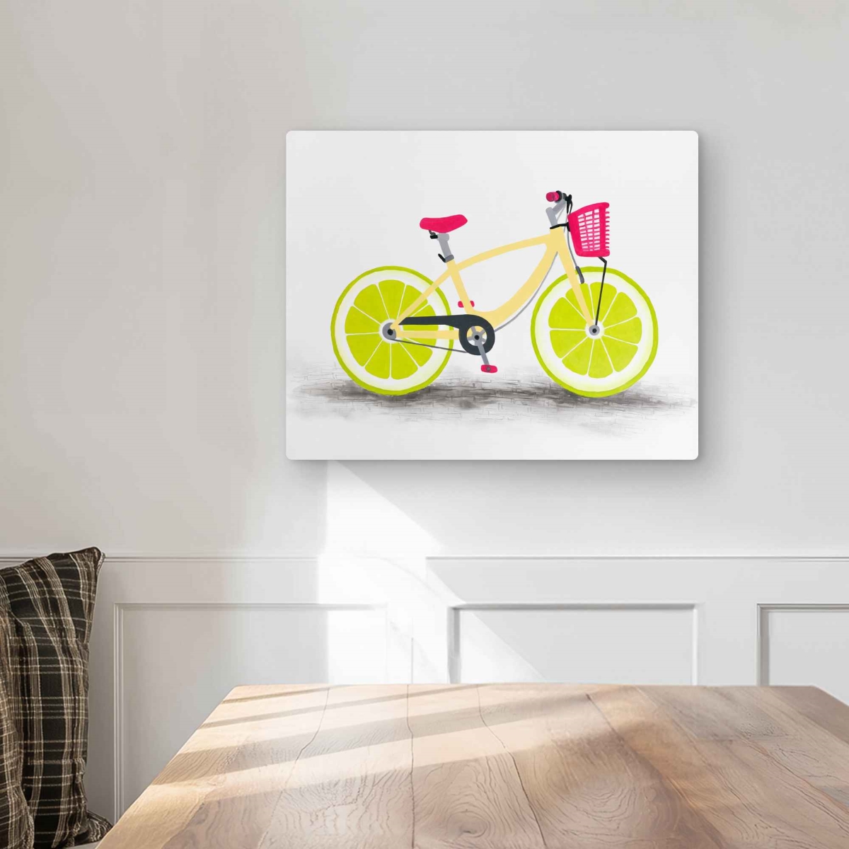 C1MP1620L6XWLF 16 x 20 in. Lime Wheel Bike - Pink Metal Print Wall Art for Bedroom - Home Art