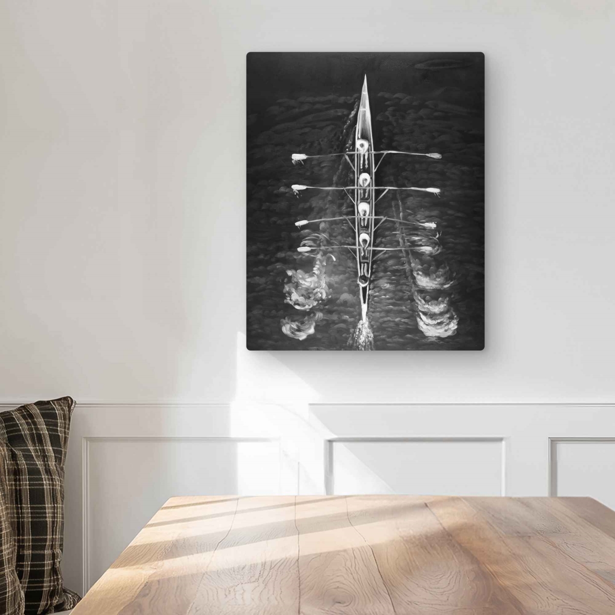 C1MP1620N2JAUZ 16 x 20 in. Rowing Boat - White Man Cave Metal Print Wall Art for Home Decor