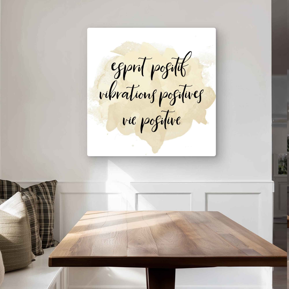 C1MP3232SHFYCF 32 x 32 in. Esprit Positif Vibrations Positives Wall Art - Shapes Bathroom Metal Print
