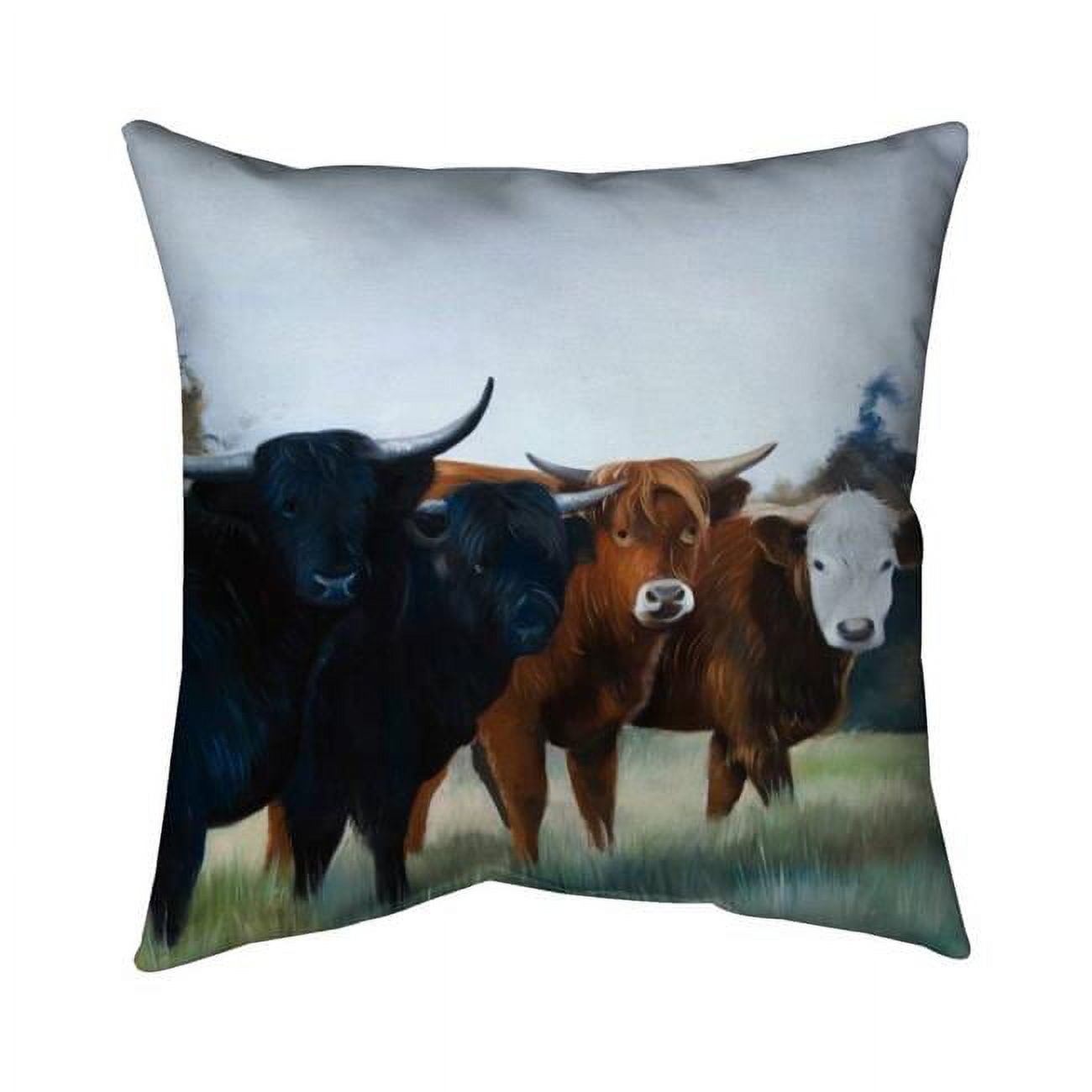 20 x 20 in. Four Highland Cows-Double Sided Print Indoor Pillow
