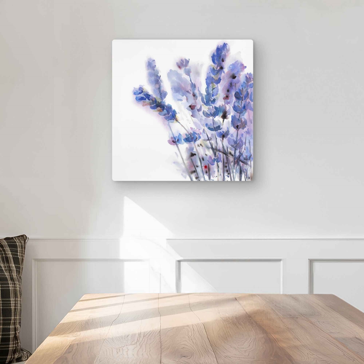 C1MP1616OGMLPL 16 x 16 in. Watercolor Lavender Flowers Wall Art - Botanical Metal Print