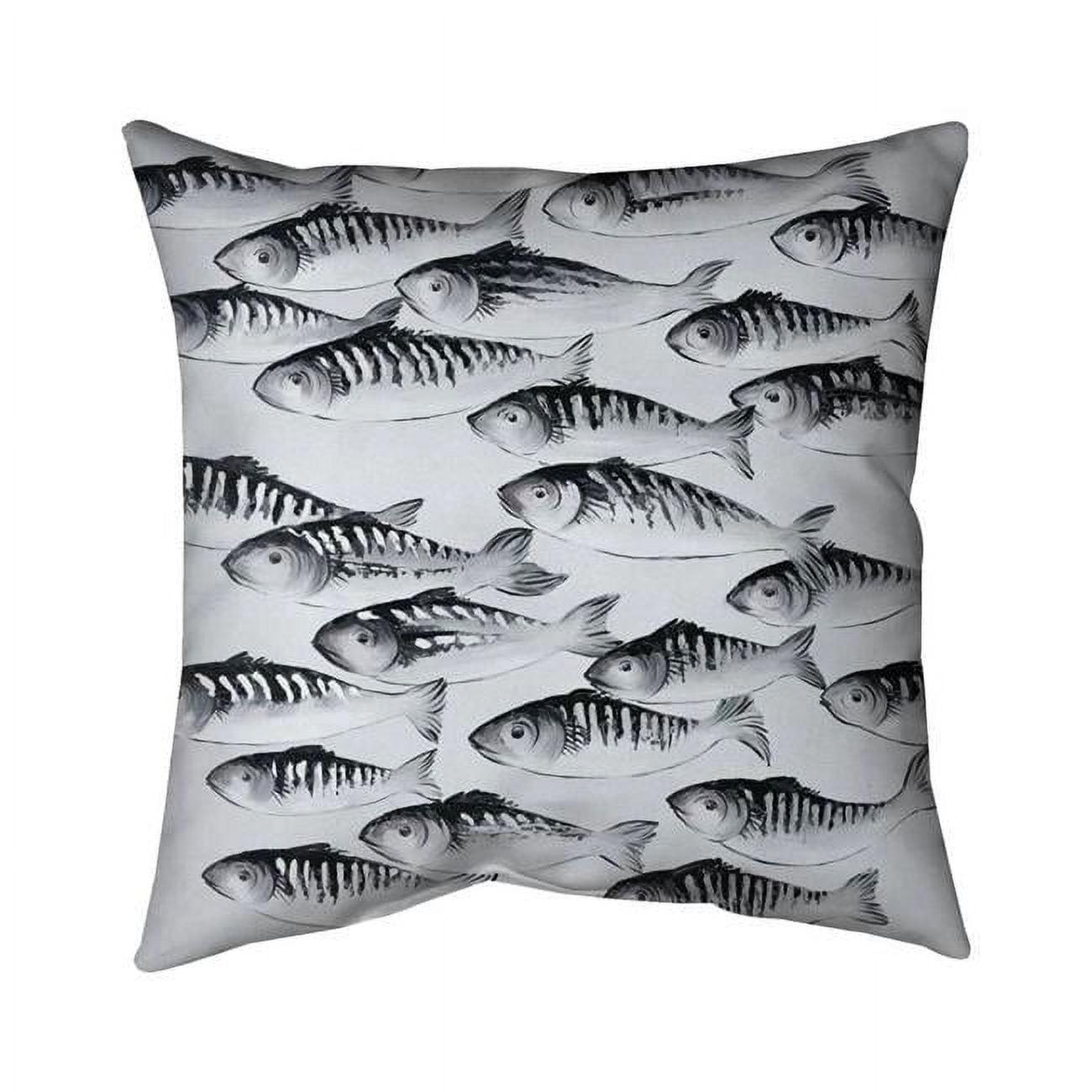 5541-2020-AN435 20 x 20 in. Grey School of Fish-Double Sided Print Indoor Pillow