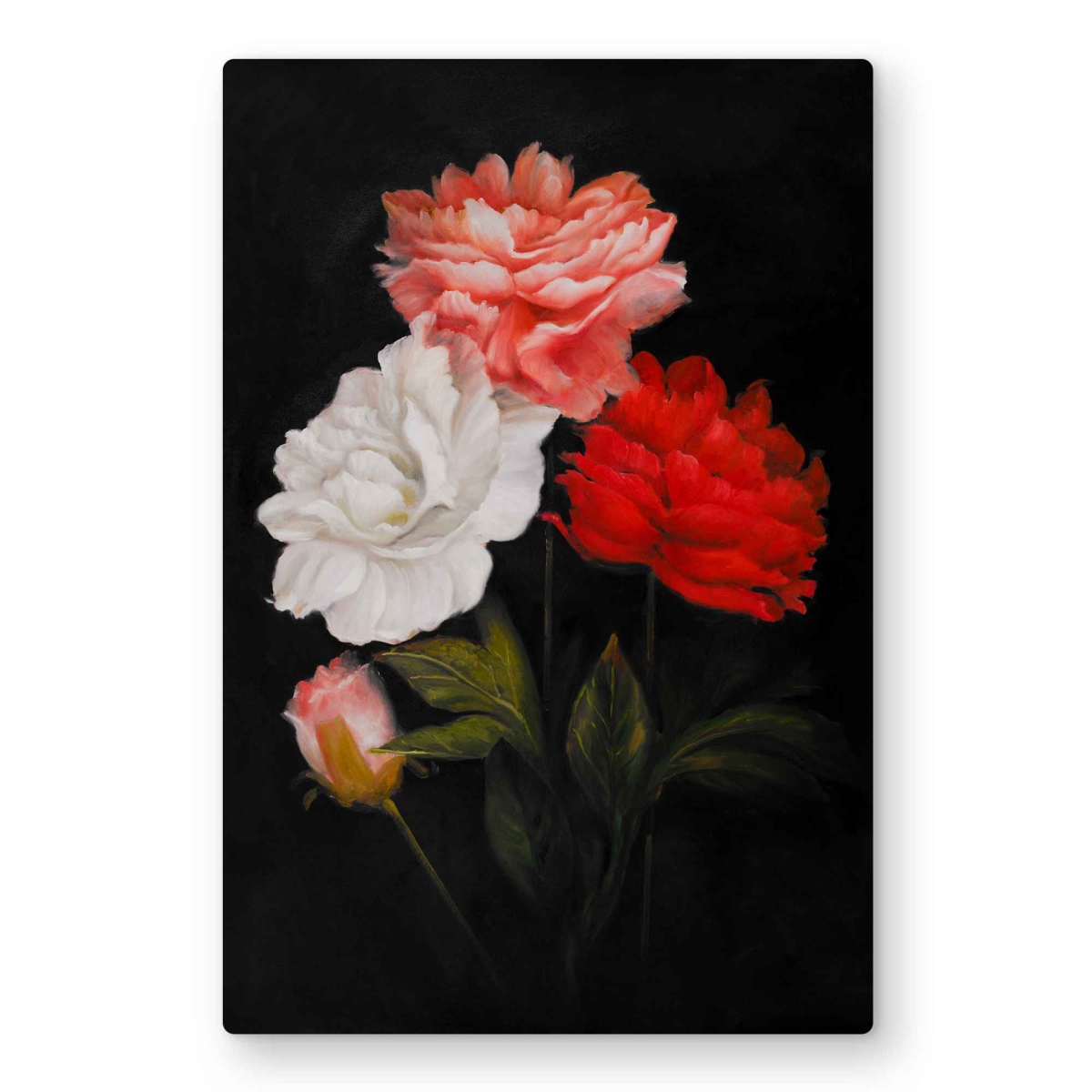 C1MP2436C60O7V 24 x 36 in. Small Bundle of Roses Wall Art - Black Floral Metal Print