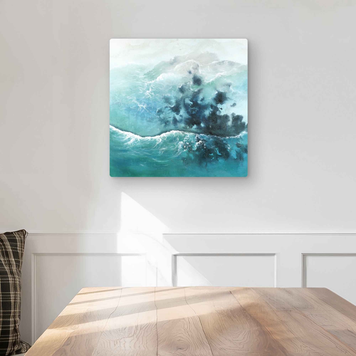 C1MP1616YKQK77 16 x 16 in. Seaside of the Caribbean Wall Art - Waves Coastal Metal Print Decor