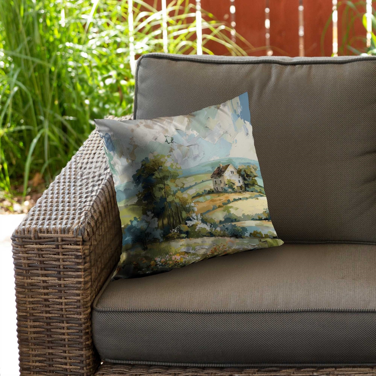 C1PO18186C0V5A 18 x 18 in. On The Plain - Green Outdoor Throw Pillow for Home Decor