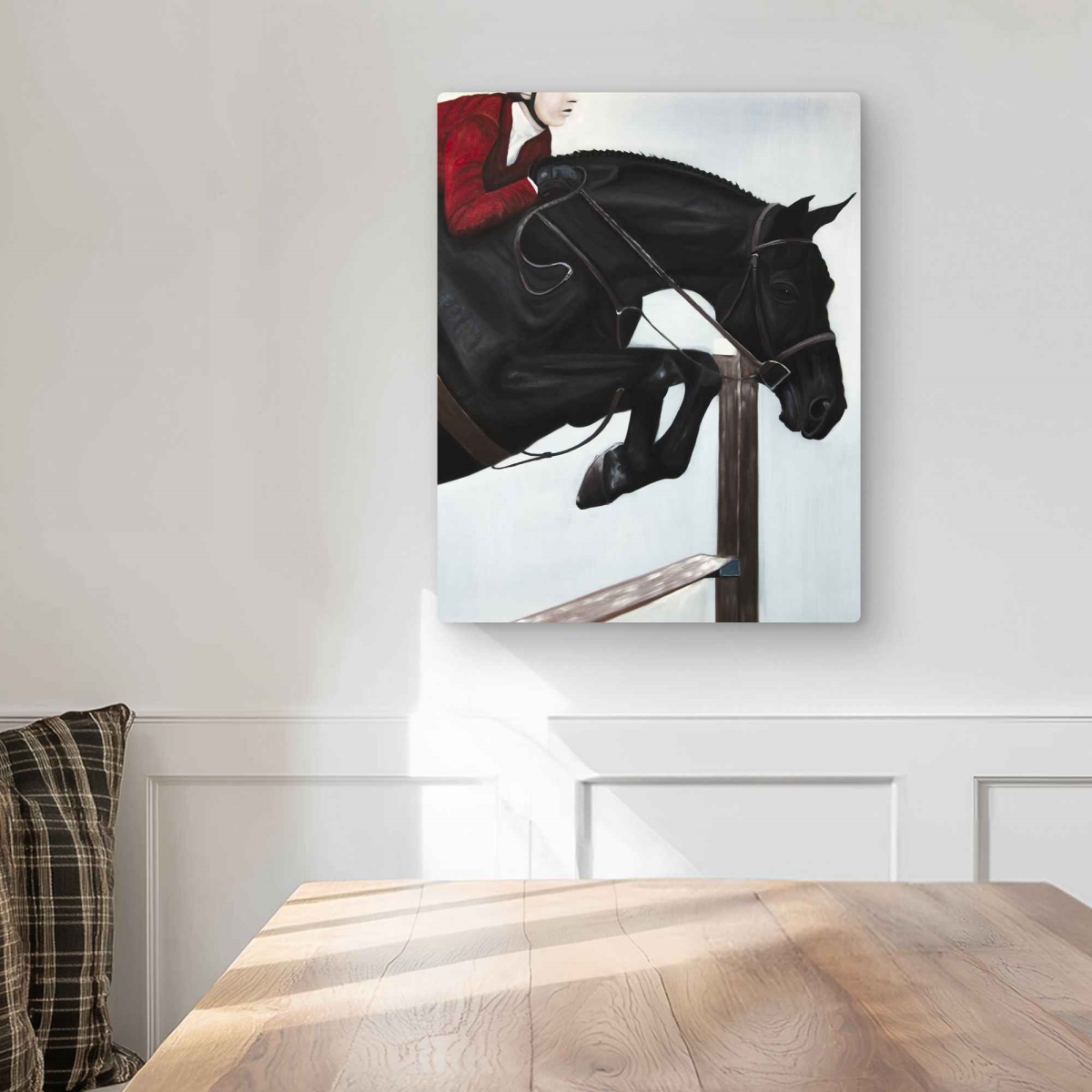 C1MP162024J7TV Riding Competition - Hyperrealist Black Metal Print Wall Art - Decor - 16 x 20 in.