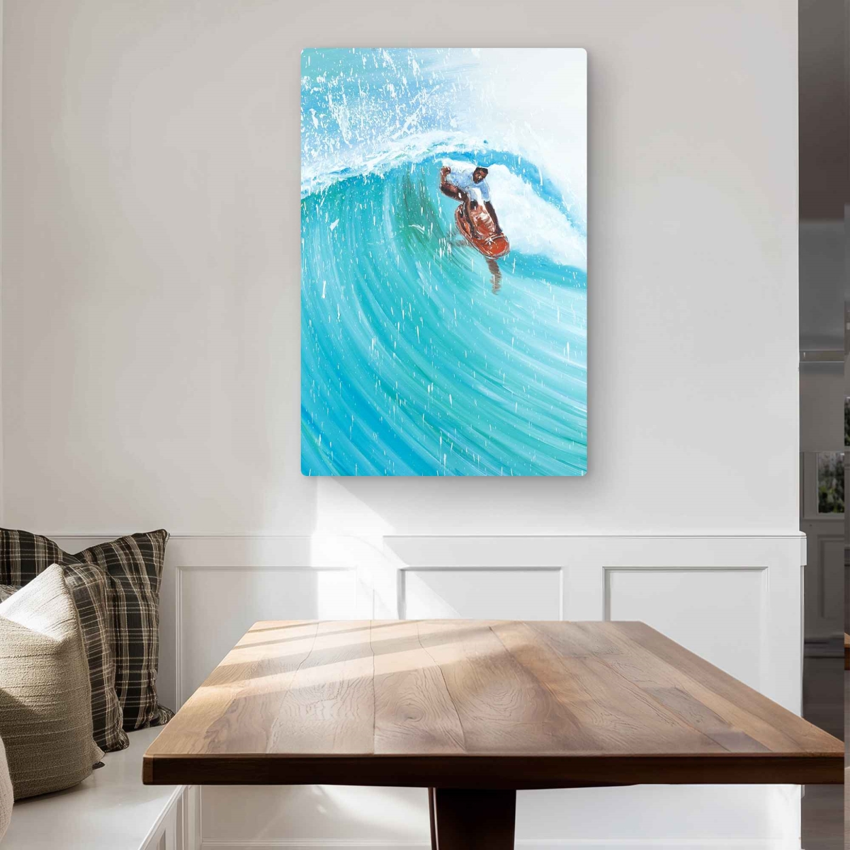 C1MP2436YV8U52 24 x 36 in. Surfer in the Middle of the Wave Wall Art - Contemporary Sea Metal Print
