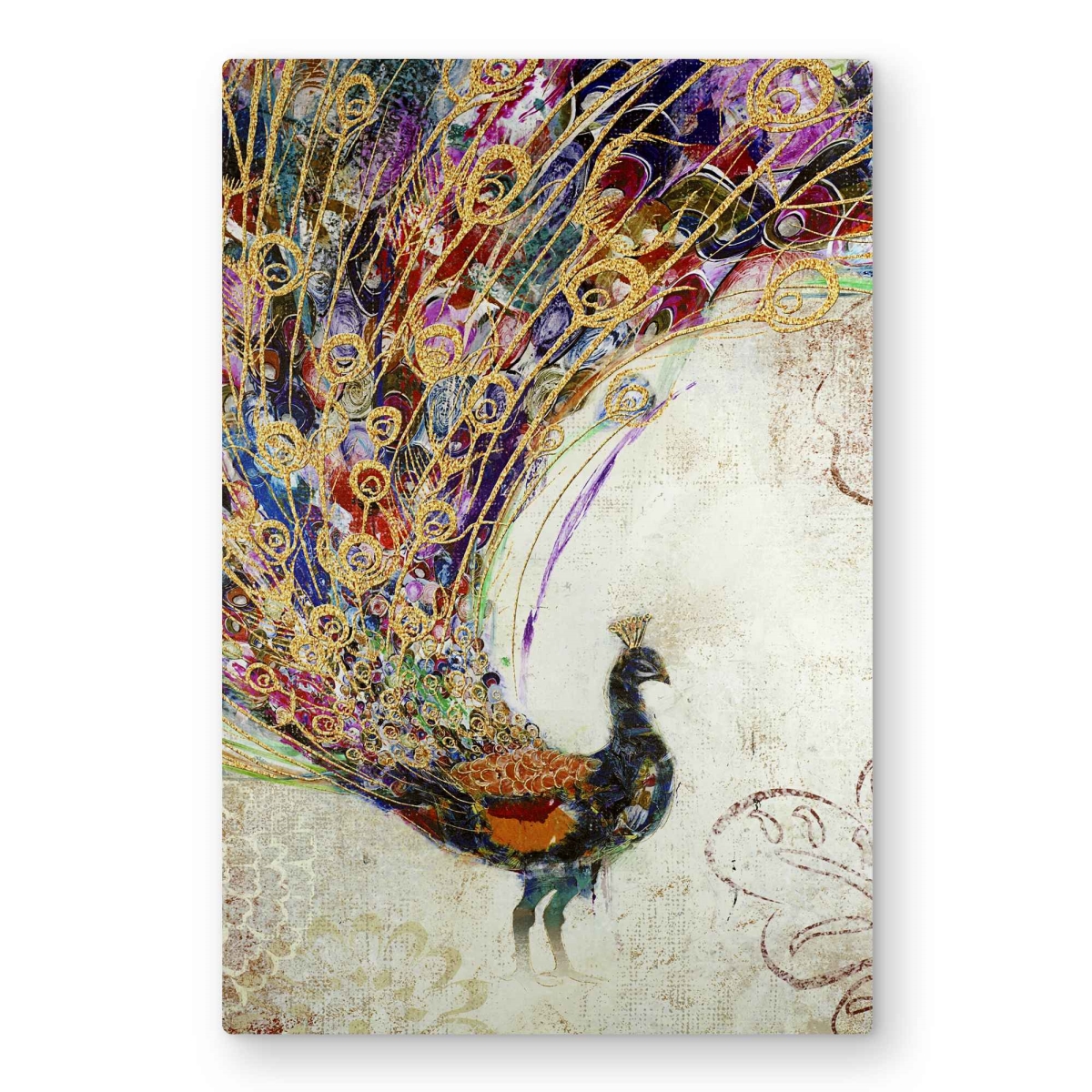 C1MP20304JOBK8 20 x 30 in. Peacock with Gold Feathers Wall Art - Best Seller Bedroom Metal Print