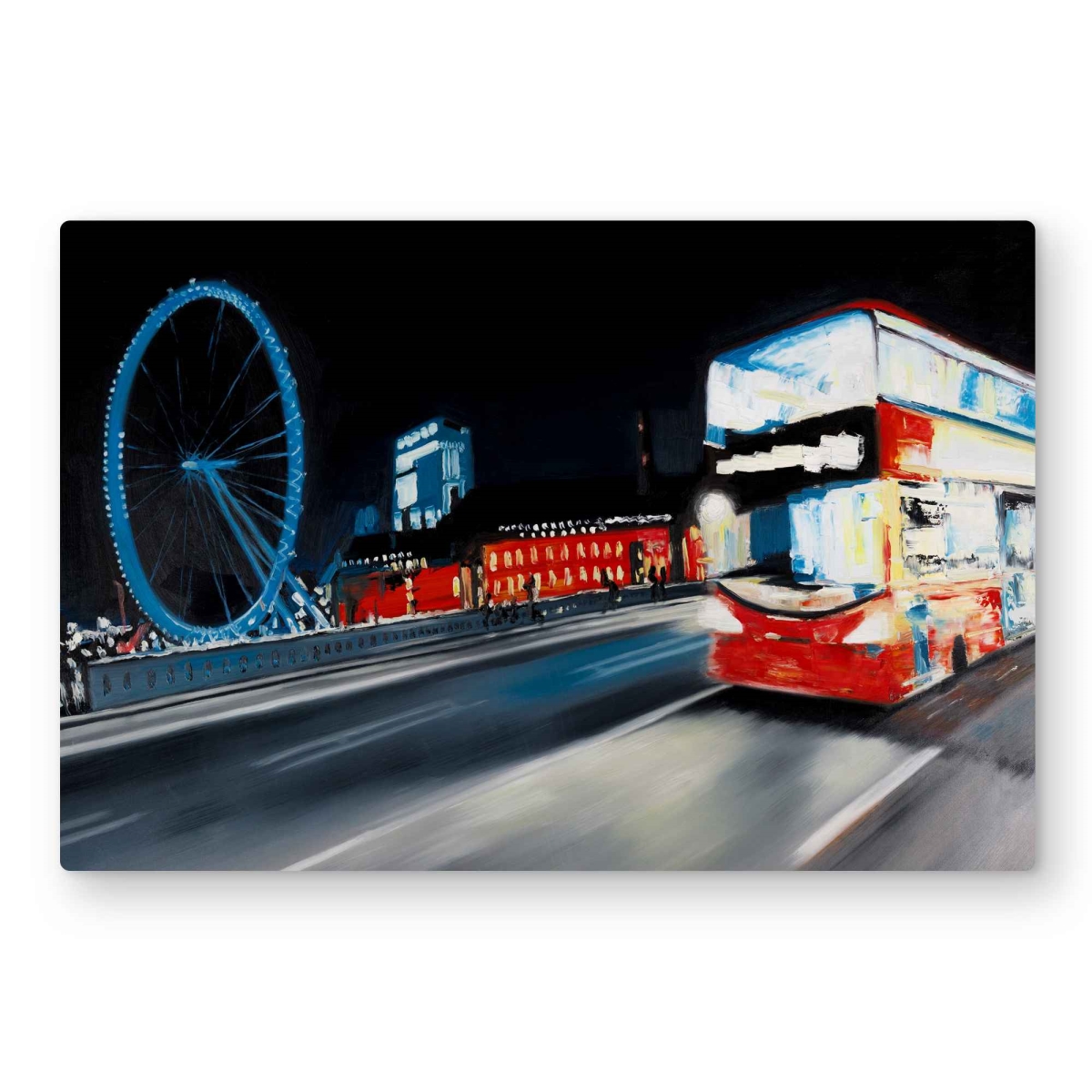 C1MP20304NB5Y4 20 x 30 in. Bus Travel by Night - Red Car Metal Print Wall Art for Home Decor