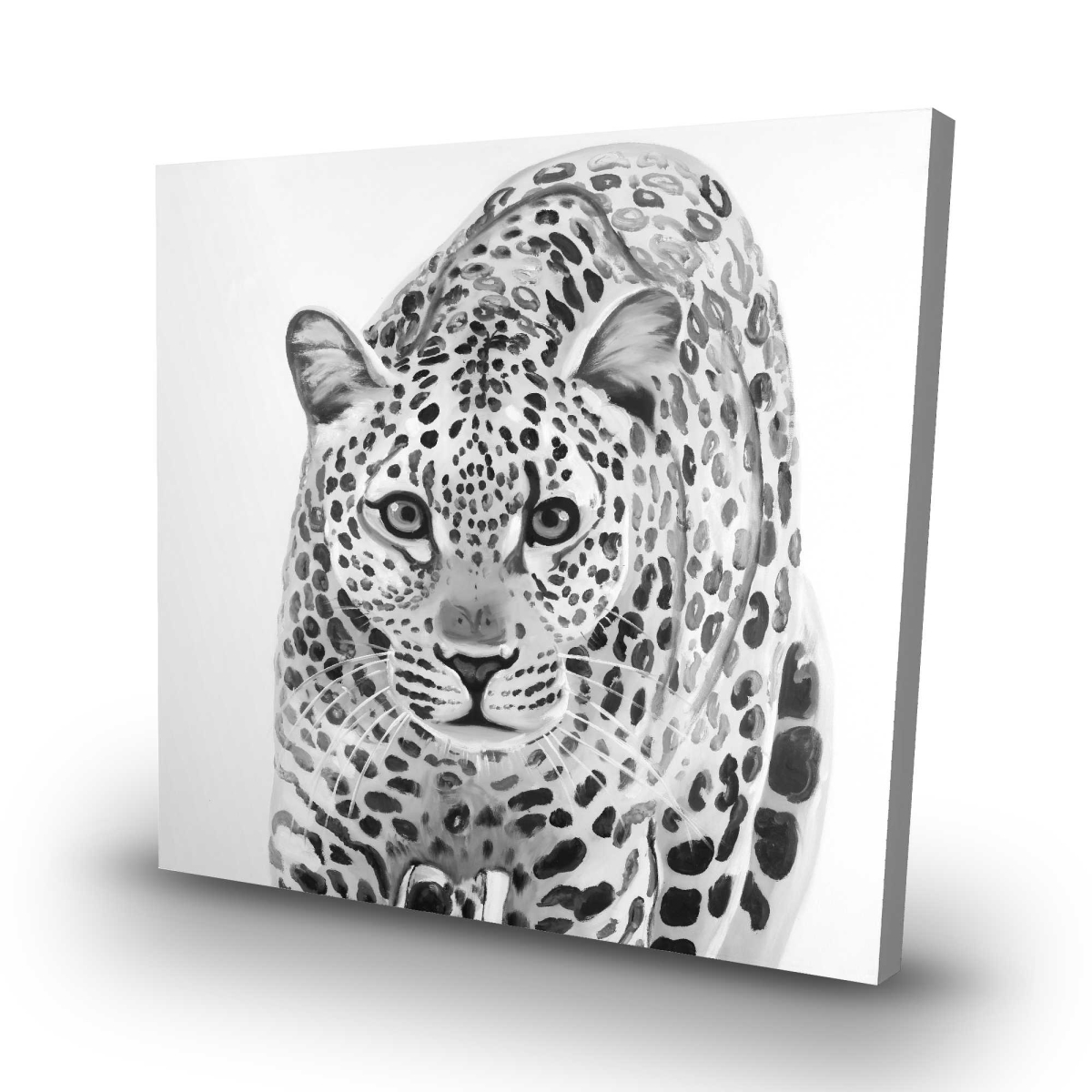 C1RC3232C9BHHT 32 x 32 in. Leopard Ready to Attack - African Canvas Home Decor Art