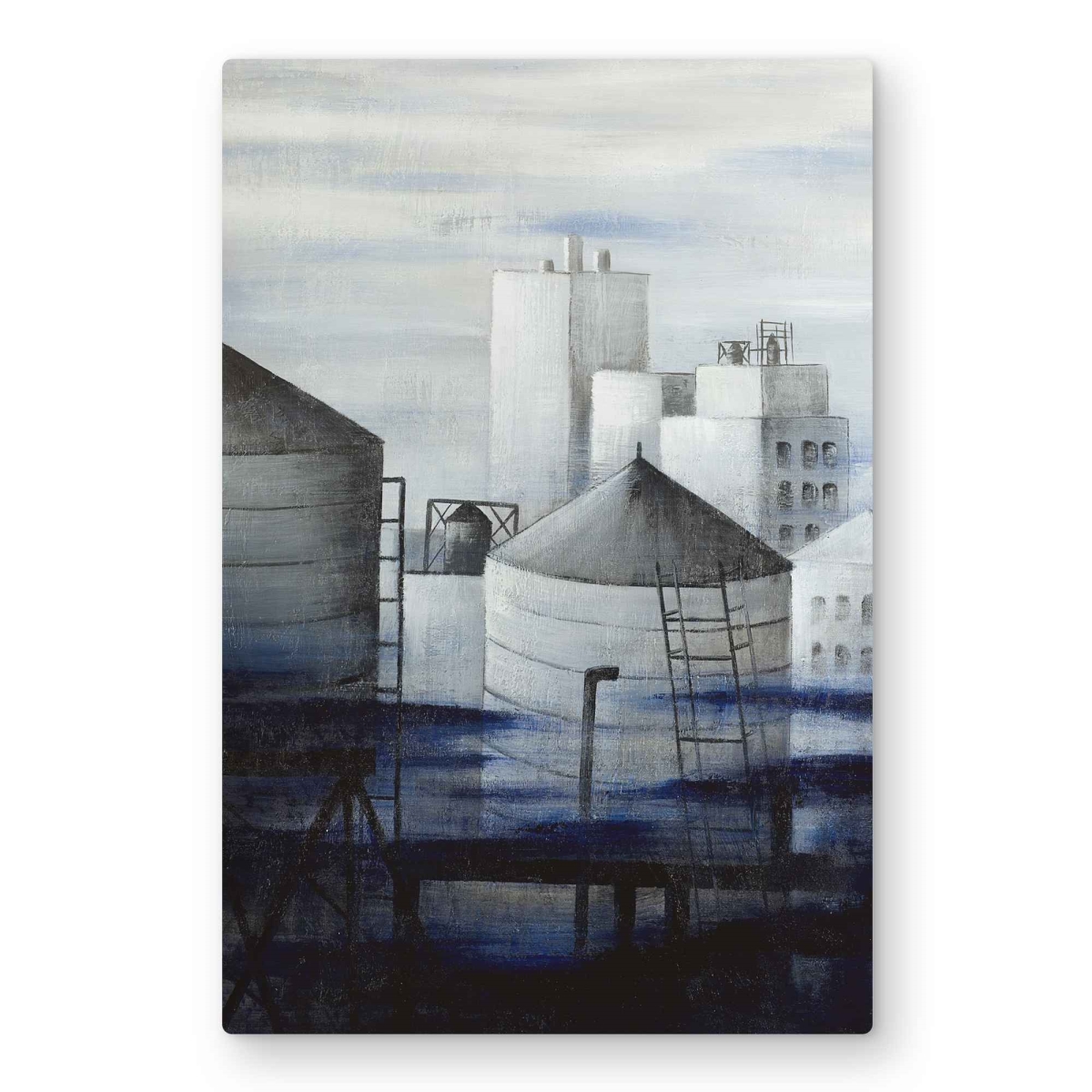 C1MP203056KOX3 20 x 30 in. Gray City with Blue Clouds Wall Art - Building Gray Metal Print Decor