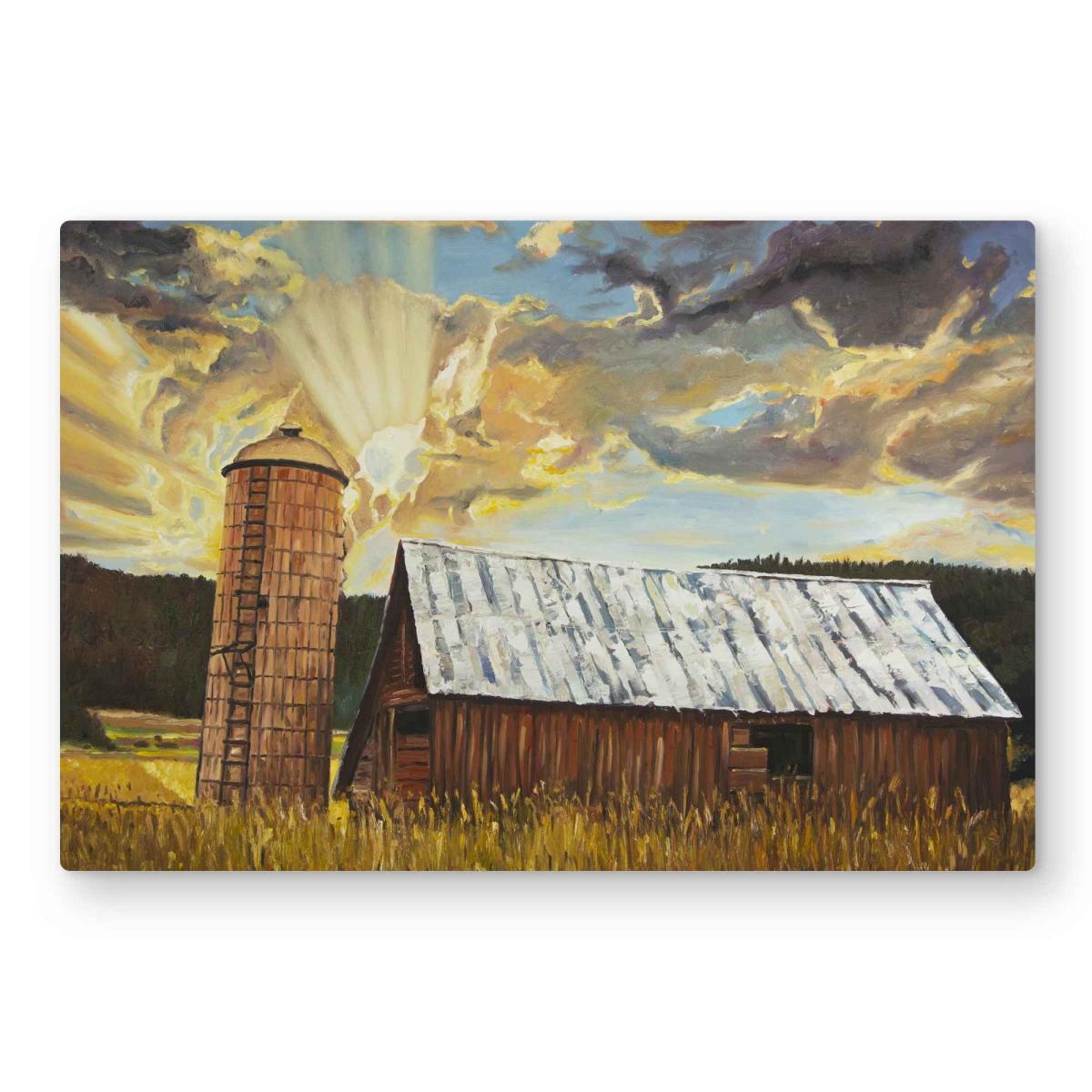 C1MP2030E8T861 20 x 30 in. Hay Barn - Brown Mountains Metal Print Wall Art for Home Decor