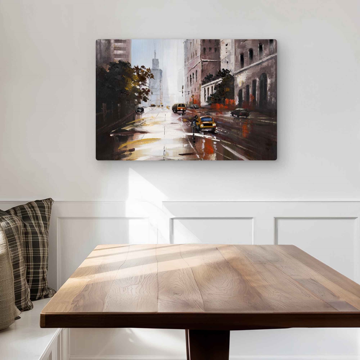 C1MP2030EDTVEP 20 x 30 in. Morning Street Scene Wall Art - Brown Street Metal Print