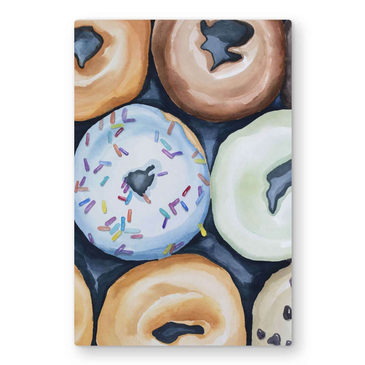 C1MP2030EV2XSH 20 x 30 in. Watercolor Doughnuts with Icing Wall Art - Bedroom Gastronomy Metal Print