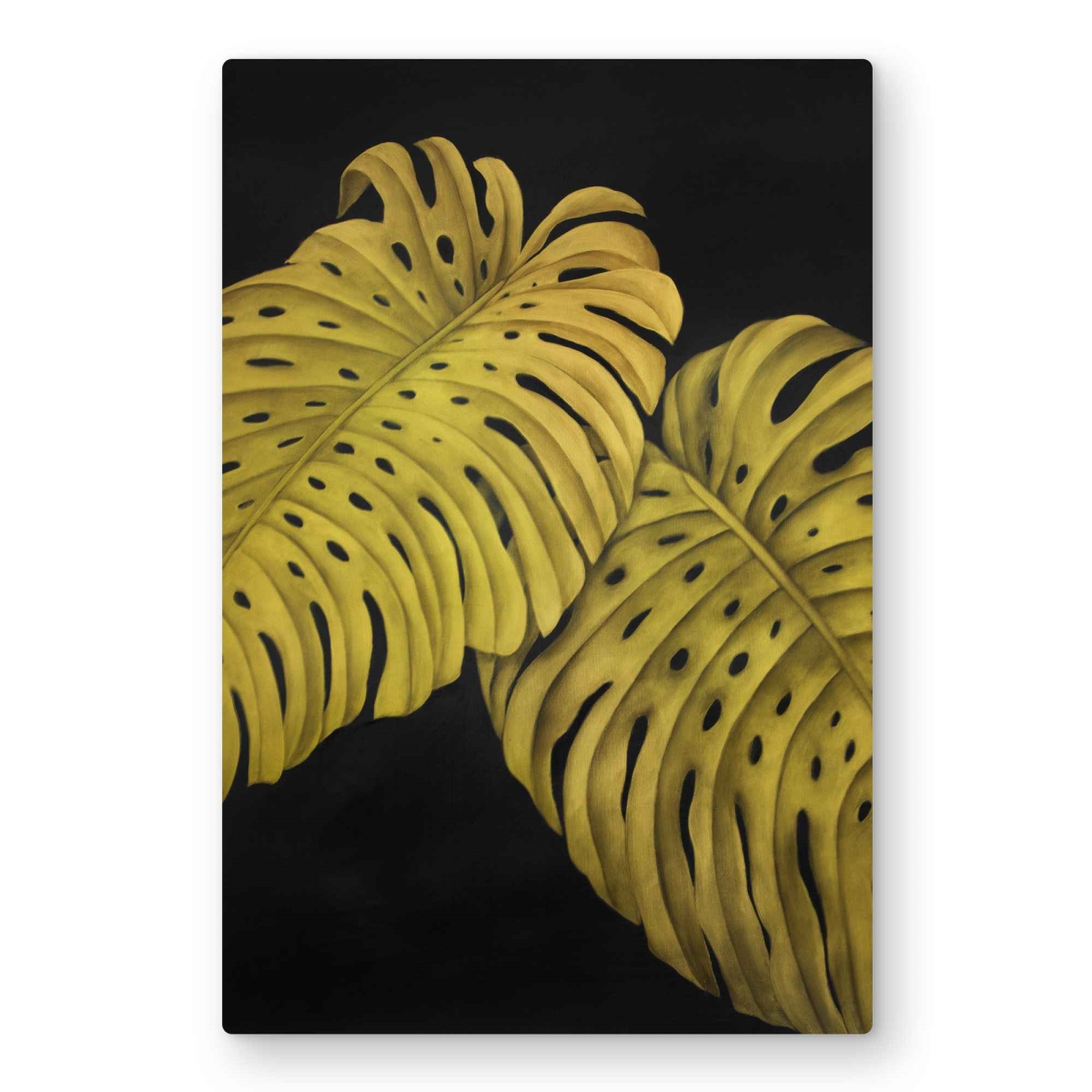 C1MP2030EWNNDI 20 x 30 in. Gold Monstera - Exotic Metal Print Wall Art - Botanical Art
