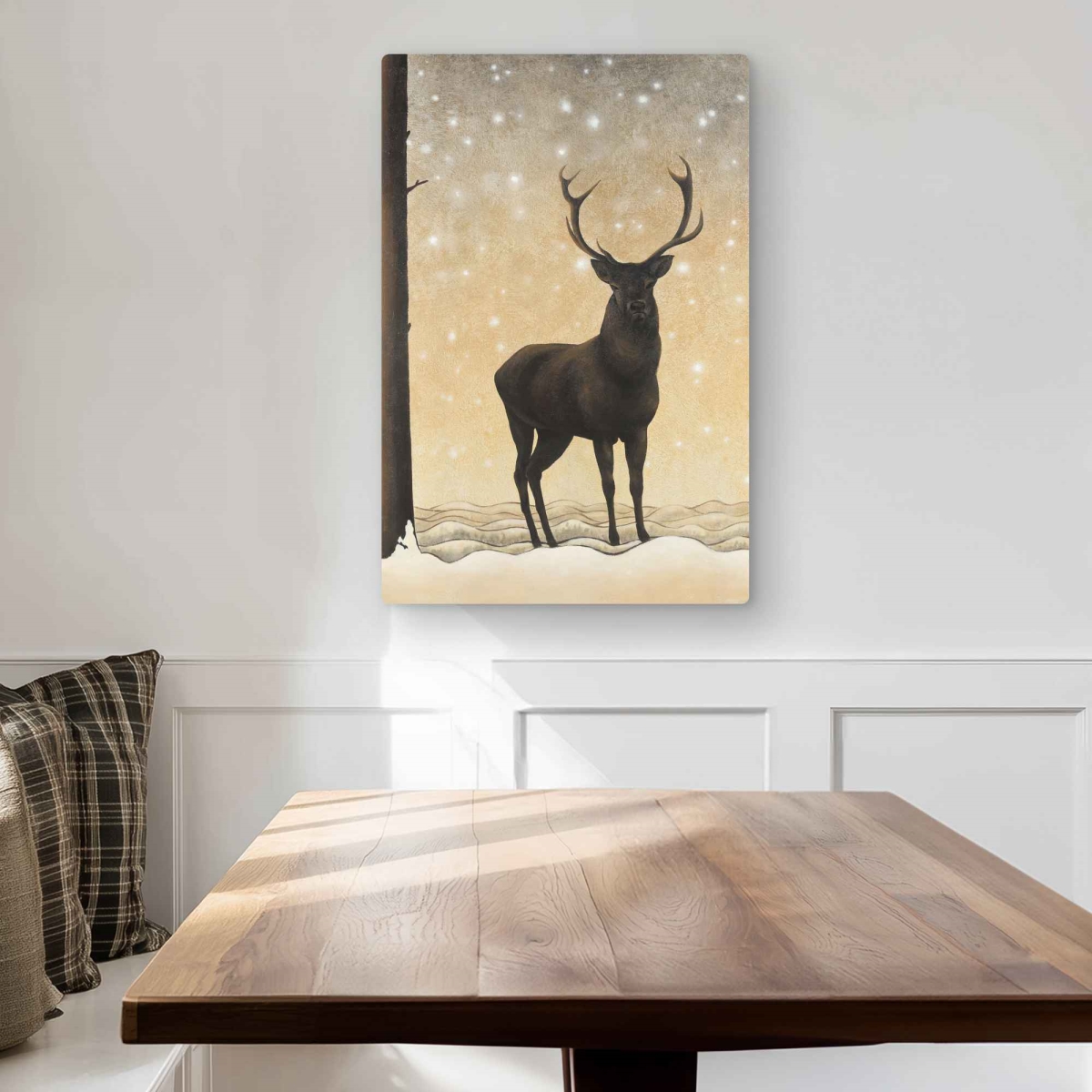 C1MP2030F6XALD 20 x 30 in. Roe Deer In Winter - Brown Rustic Metal Print Wall Art - Home Decor