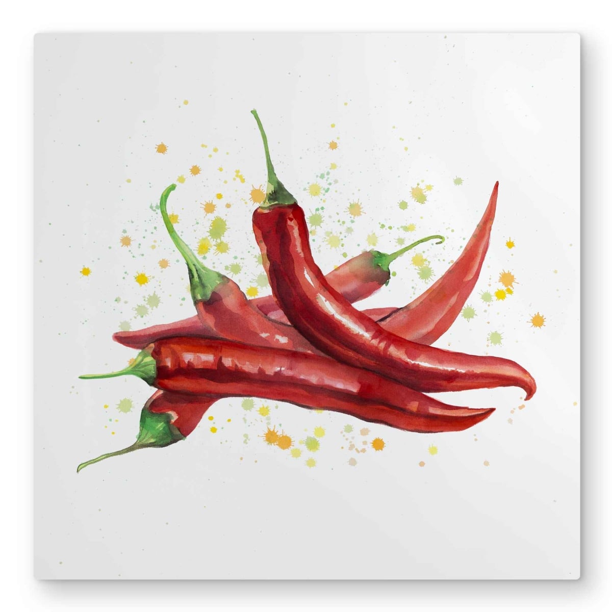 C1MP3232Q2HPFQ 32 x 32 in. Red Hot Peppers - Illustrative Still Life Metal Print Wall Art