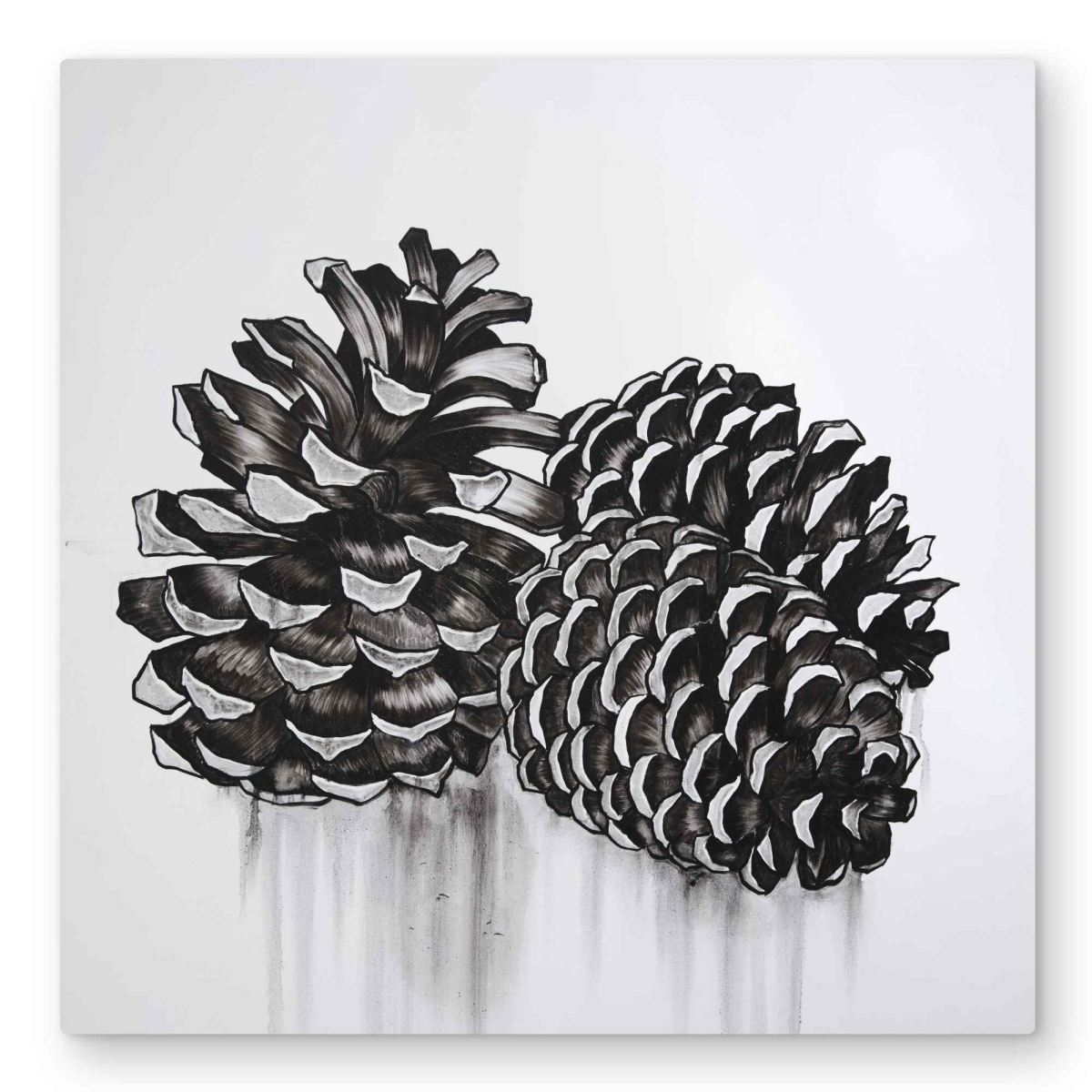 C1MP32322BCMPK 32 x 32 in. Three Small Pine Cones Wall Art - Botanical Seasons Metal Print Decor