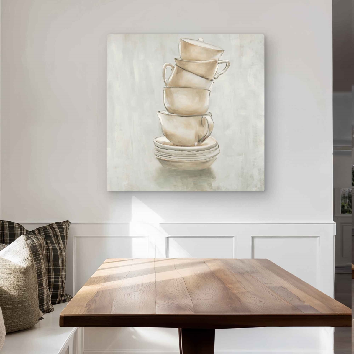 C1MP32328AJSOS 32 x 32 in. Coffee Mugs Wall Art - Contemporary Still Life Metal Print