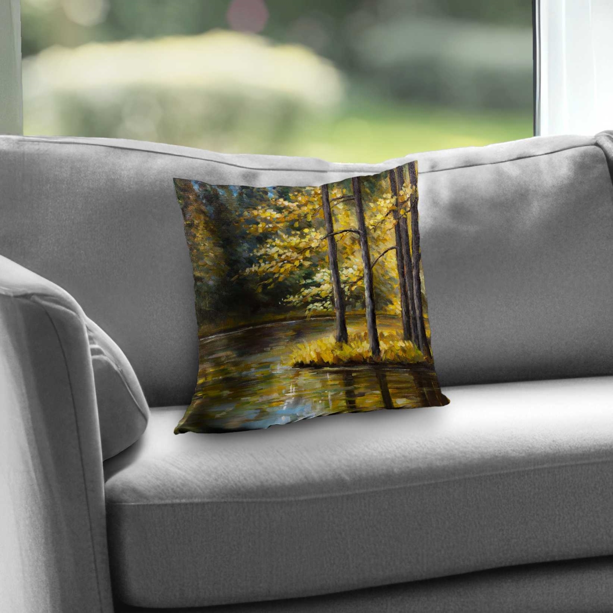 C1PC14145S2HS3 14 x 14 in. Fall Landscape Throw - Brown Bedroom Poly Twill Decor
