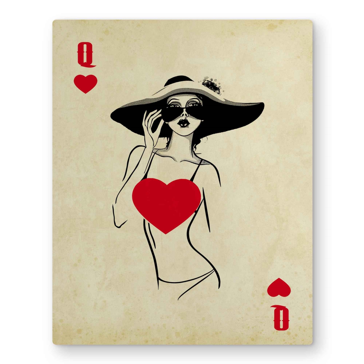 C1MP1620DXKBMP 16 x 20 in. Queen of Hearts - Fashion Illustrative Metal Print Wall Art - Decor