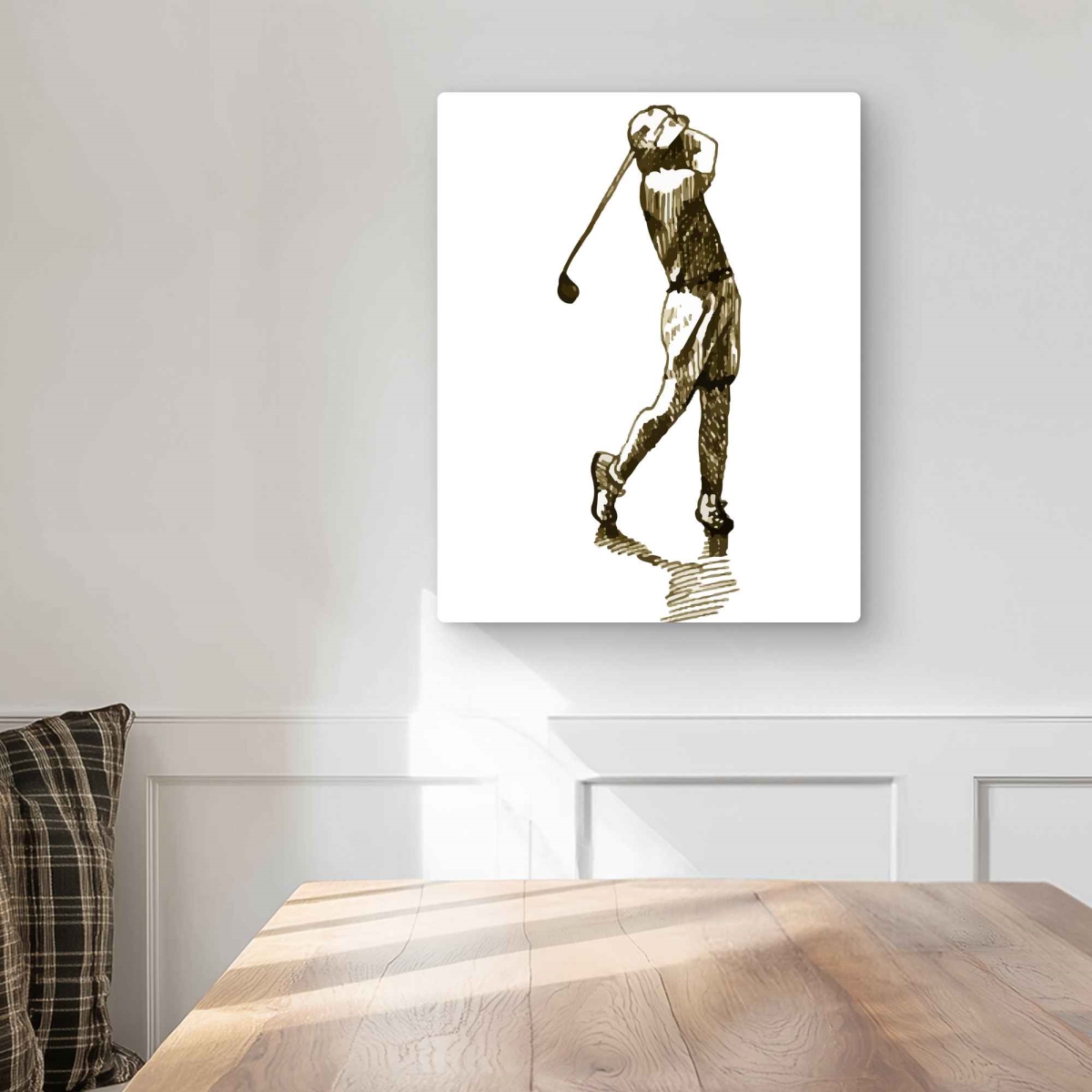 C1MP1620E3SSRQ 16 x 20 in. Illustration of A Golfer - Figurative Metal Print Wall Art for Man Cave