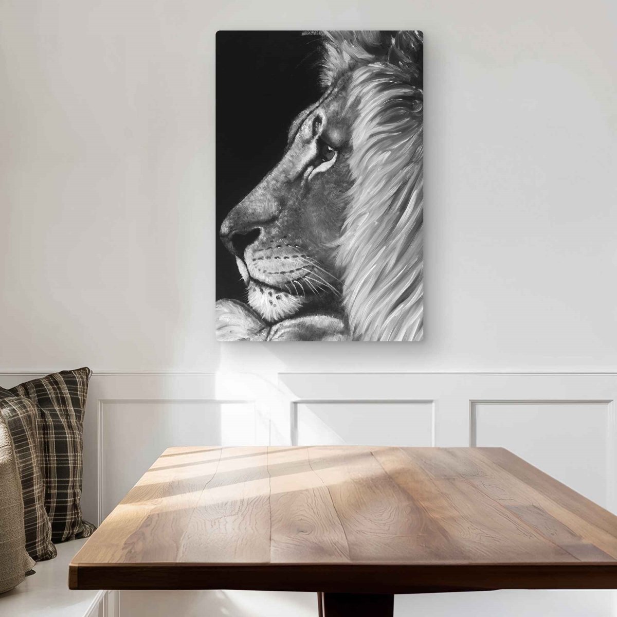 C1MP203008EIVN 20 x 30 in. Lion & Lioness Gray Wildlife Metal Print Wall Art - Home Decor