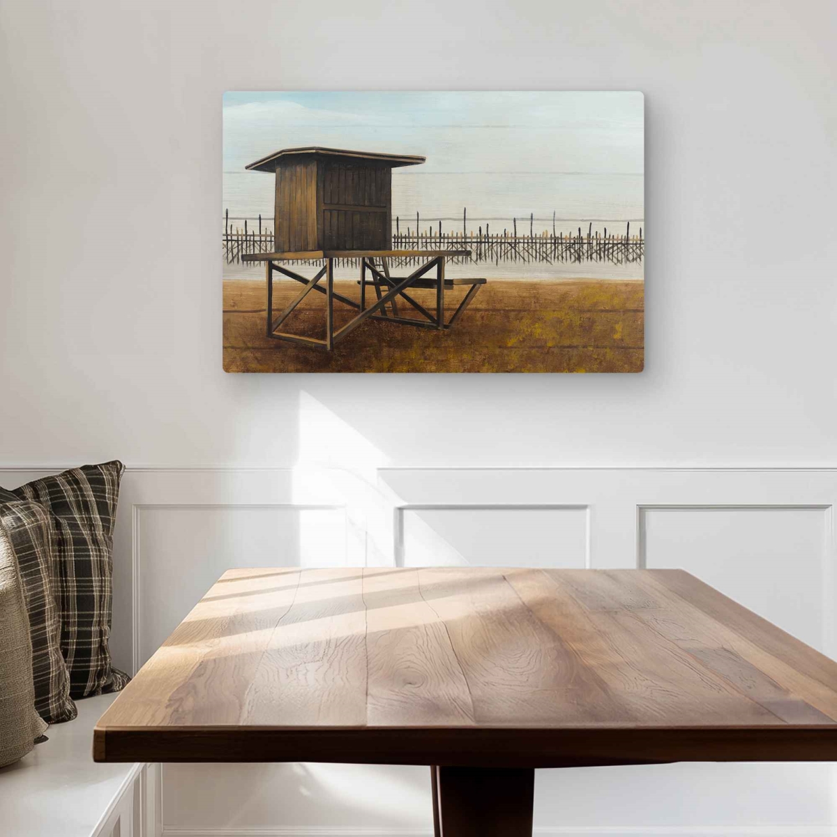 C1MP2030259JPT 20 x 30 in. Port Beach Lifeguard Tower Wall Art - Marine Coastal Metal Print