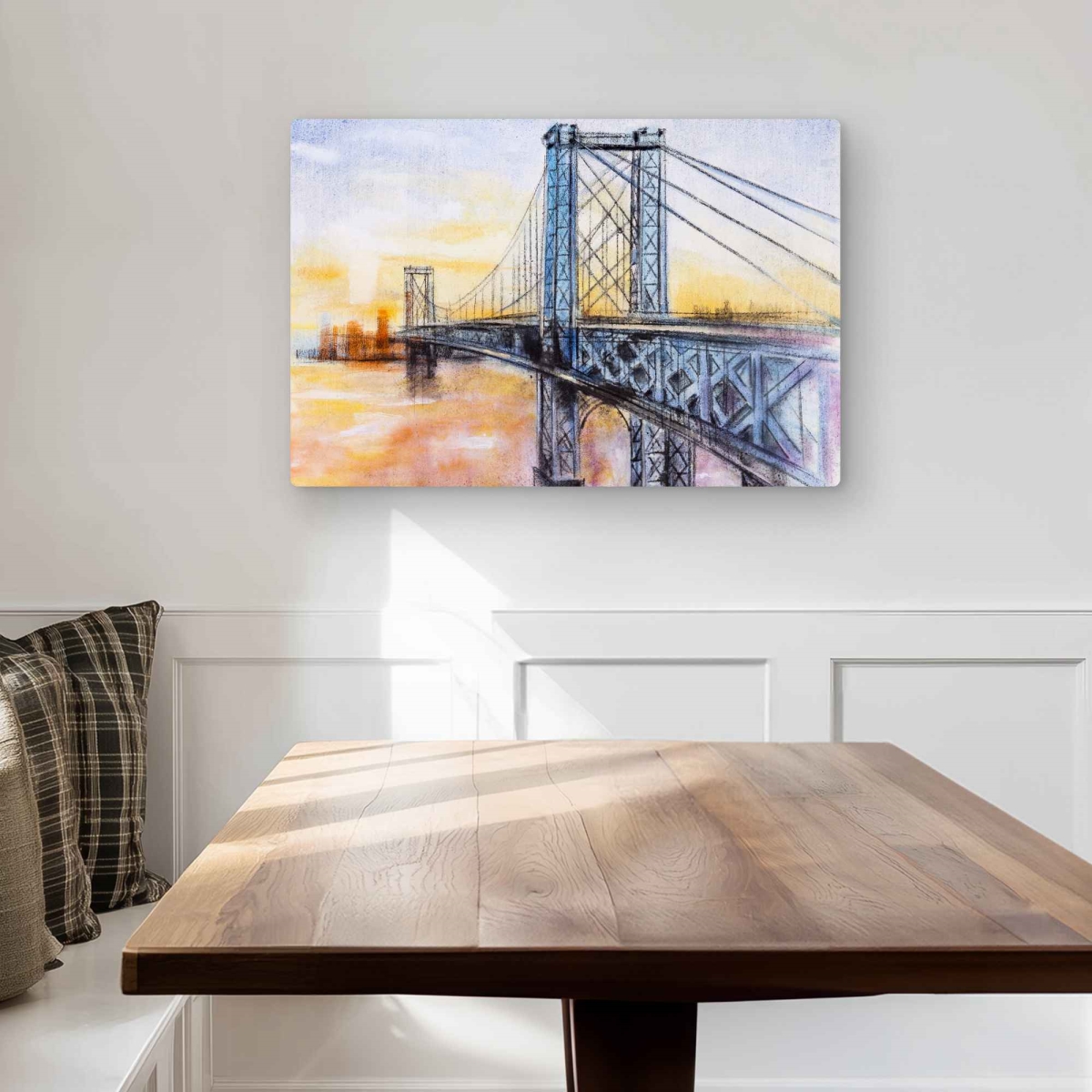 C1MP203034K2HG 20 x 30 in. Abstract Brooklyn Bridge Wall Art - Metal Print Living Room Decor